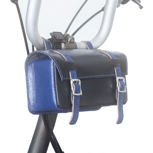 Sac En Cuir Compatible Avec Les Vélos Pliants Brompton Noir/Bleu Box-Bl-Blue