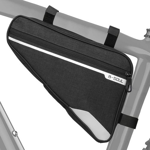 Bicycle Triangle Frame Bag,Waterproof Reflective Bike Handlebar Bag Phone Silver Bike Tube Bag,Repair Tool (1.5l)