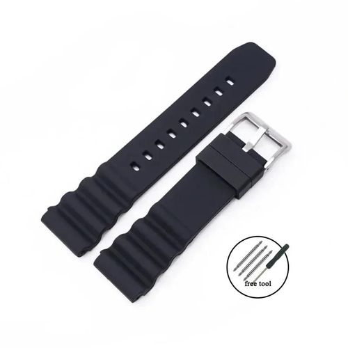 Typi-Bracelet De Montre En Silicone 20mm 22mm Pour Rolex Submariner Bracelet De Plongée Étanche Pour Citoyen Pour Seiko Skx007 Srp777j1 Bracelet De Sport|Black-Silver|20mm