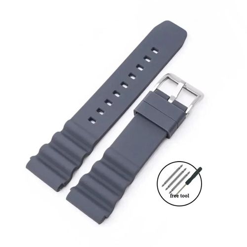 Kafol-Bracelet De Montre En Silicone 20mm 22mm Pour Rolex Submariner Bracelet De Plongée Étanche Pour Citoyen Pour Seiko Skx007 Srp777j1 Bracelet De Sport,20mm,Gray-Silver
