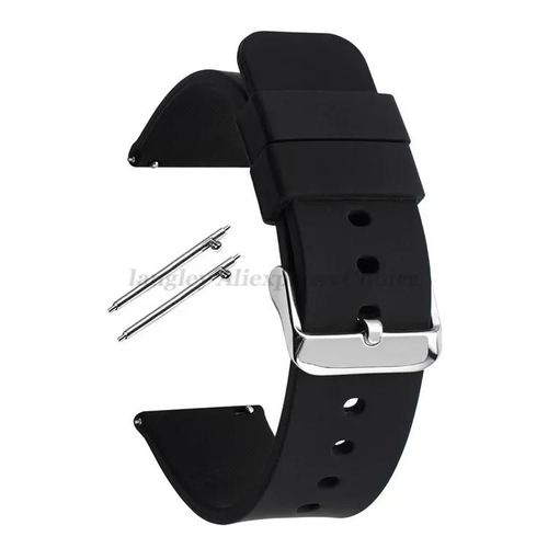 Typi-Bracelet De Montre En Silicone 14/16/18/19/20/22/24mm Bracelets De Montre En Caoutchouc Souple À Dégagement Rapide Pour Samsung Galaxy Pour Garmin Pour Montre Huawei|Black-Silver|12mm