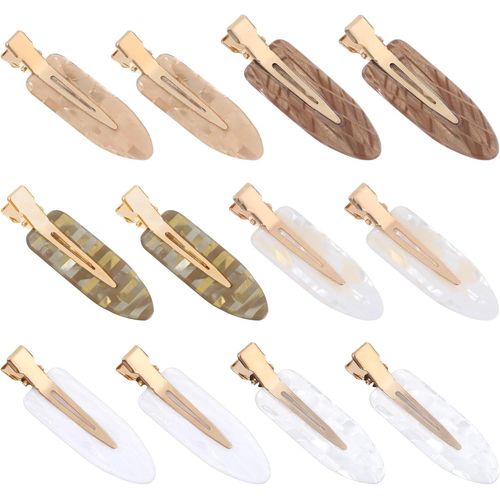 Meimie-Lot De 12 Barrettes À Cheveux Plates Sans Couture Pour Femme - Colorées - En Résine Acrylique - Pas De Flexion - Pour Coiffure, Maquillage