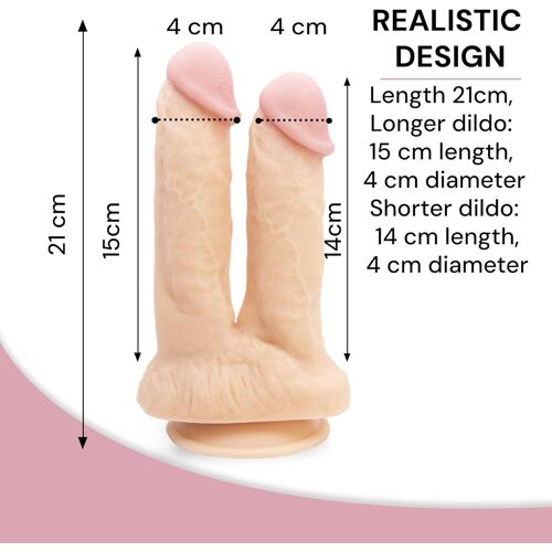 Kalanka-Double Gode Réaliste Femme 15 Cm Et 14 Cm Ø4 Cm Silicone Souple Xl Flexible Avec Ventouse Puissante Double Stimulation Vaginale Et Anale Sextoy Réaliste Jouet Sexuel Adulte Fops D48
