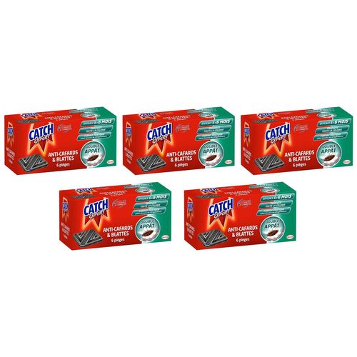CATCH Lot de 5 Boîtes de 6 pièges Contaminateurs Anti¿Cafards & Blattes