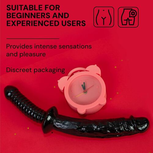 Kalanka-Sex Toys Femme Double Gode Réaliste 18,5cm Et 11cm ¿3,5cm Et 3cm Dildo Noir Flexible Et Souple Sextoy Double Stimulation Vaginale Et Anale Gode Réaliste Sex Toys Lesbienne Et Couple Fops D15-