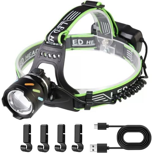 Lampe Frontale Ultra Puissante Avec Détecteur De Mouvement, Rechargeable Usb-C 50000lm 30w Fluorescente Lampe Frontale, 5 Modes Zoomable Lampes Frontales Ip65 Étanches Pour Camping En Extéri[Z1285]