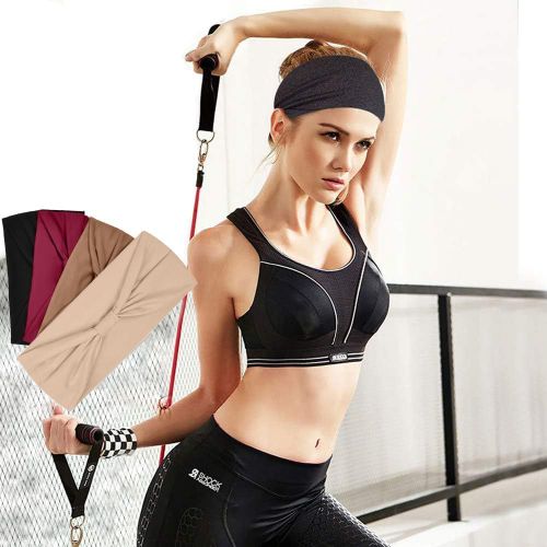 4 Pcs Bandeaux Mode Serre Tête Femme Élastique Bandana Yoga Sport Foulard Cheveux Femme Multicolore Large Pour Yoga, Exercice, Sportif