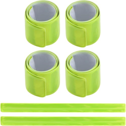 Meimie-Bande Reflechissante 6 Pièces, Vert Brassard Réfléchissant Brassard De Sécurité, Serre Pantalon Velo,Brassard Enfant Adultes,Bande Reflechissante Velo Pour Le Cyclisme, La Course À Pied, L'escalade