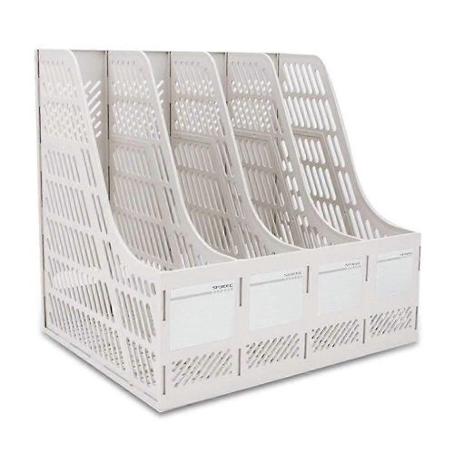 Porte-documents, porte-revues et classeurs à 3 compartiments, organiseur de bureau, plastique stable, organiseur de dossiers de bureau, rangement de papeterie de bureau (gris) Gris