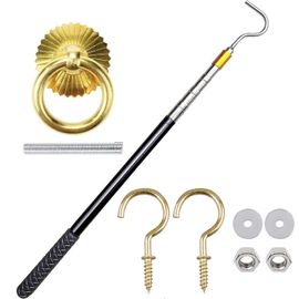 Kit d'échelle de grenier escamotable avec poignée, outils, kit de traction pour échelle de grenier, poteau en acier inoxydable