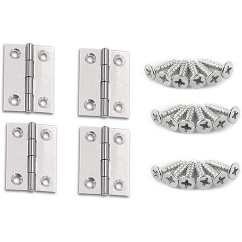 jum-Charnière En Acier Inoxydable-Charniere Porte Pliant Charnière Connecteurs PaumellesMeuble Charnière AvecM3.5 * 16Mm Vis,Argent,2 Pouces(48 * 33 * 1.0Mm)-4Pcs