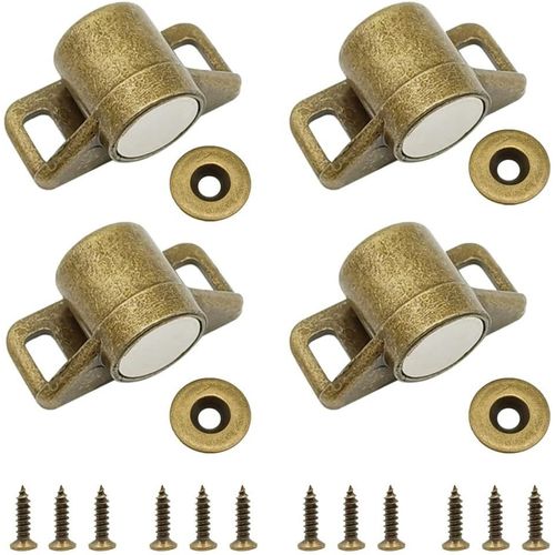 ASFASFq-4 Pièces Bronze Loqueteau Magnétique Aimants de Porte D'Armoire Loquet Magnetique en Alliage de Zinc, pour Meuble, Armoire, Cabinet etc