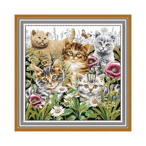 Tissu Carré Jacquard 48x48 Chats