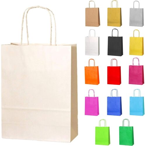 10 Cr¿¿Me Sacs-Cadeaux En Papier Avec Poign¿¿Es - 18 X 22 X 8 Cm - Sacs-Cadeaux Color¿¿S Pour F¿ºtes D'enfants Et D'adultes, Anniversaires, Mariages,Baby Showers, Enterrements De Vie De