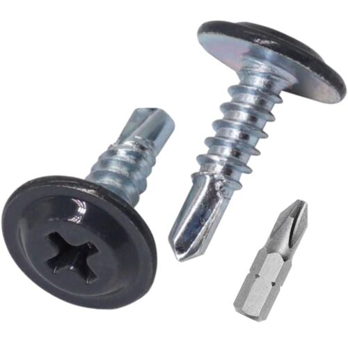 Lot de 50 vis autoforeuses peintes 4,2 x 16 mm, tête de réglage modifiée, vis à tôle, tête de gaufrette (50, gris anthracite RAL 7016)