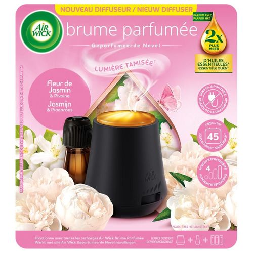 Air Wick Diffuseur Huiles Essentielles Brume Parfumée + 1 Recharge Parfum Fleur De Jasmin Et Pivoine 