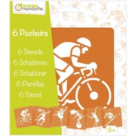 Avenue Mandarine Pochette De 6 Pochoirs Enfants 15x15cm Tennis Football Cyclisme Surf Danse Ski