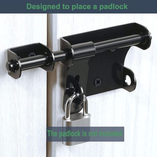 Loquet à Rabat En Acier Inoxydable Noir – Ouverture Gauche – Pour Porte De Grange, Salle De Bain, Garage – 62 X 50 Mm