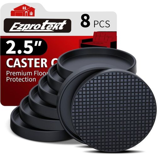 Sous Verres De Meubles, Patins De Meubles Antidérapants ¿ 63 Mm Pour Sols En Bois Dur, 8 Roulettes Rondes En Caoutchouc Antidérapantes Pour Meubles, Protections De Sol Antidérapantes, Nero