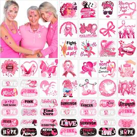 CRAFFANCY Autocollants De Tatouage De Sensibilisation Au Cancer Du Sein, 2 Ensembles 20 Feuilles Autocollants Ruban Rose Tatouages Temporaires Pour L' Activité De Groupe De Décoration De Fête
