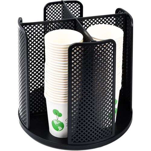 Sjzg-Porte-Gobelets En Carton À 4 Compartiments, Support Pour Tasse À Café Porte Gobelet Bureau Porte-Gobelet Distributeur De Gobelets En Papier Rotatif À 360° Pour Café Magasin Maison Bureau Fête Bu