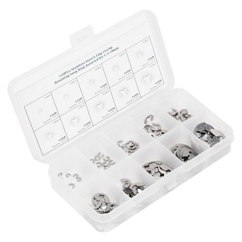 Kit d'assortiment de circlips d'anneau de retenue externe en acier inoxydable - 120 pièces,1,5 mm-10 mm