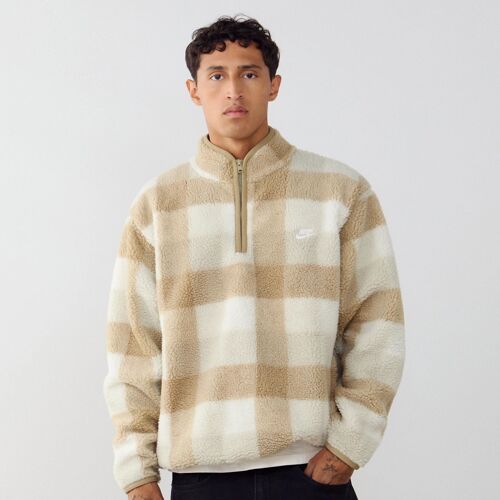Sweat Half Zip Plaid Sherpa Marron/Blanc Nike - Marron/Blanc - S