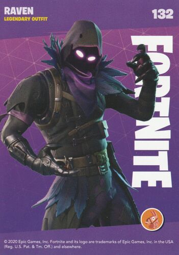 132 - Carte Panini - Fortnite Reloaded Série 2 - Epic Games Trading 2020 - Raven - Legendary Outfit