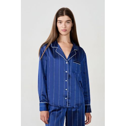 Chemise De Pyjama En Satin À Rayures - Dayana - Xs - Marine - Femme - Etam