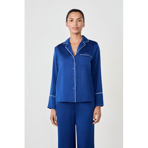 Chemise De Pyjama Manches Longues Satinée - Damaris - S - Marine - Femme - Etam