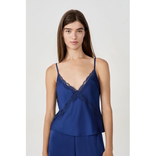 Caraco À Fines Bretelles Satiné - Deny - Xs - Marine - Femme - Etam