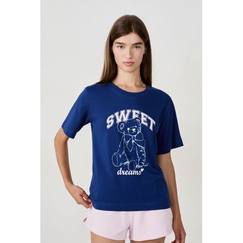 T-Shirt De Pyjama Imprimé - Deddy - M - Marine - Femme - Etam