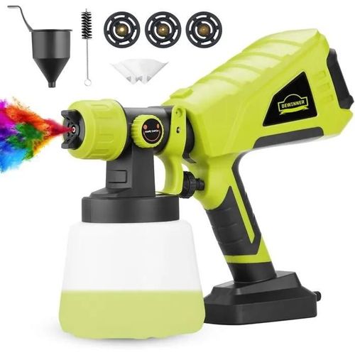 Pistolet a Peinture, DEWINNER Pulverisation de 550W, Debit reglable a Reservoir de 1000ML Detachable, electrique 3 nozzles Debit 100