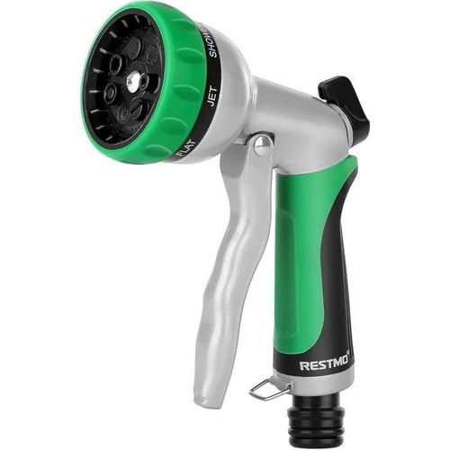 RESTMO Pistolet d'arrosage de Jardin, Metal Pulverisateur de Tuyau, 7 Modeles Pistolet avec Debit d'eau Reglable pour Lavage de Voit