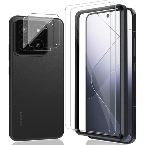 Protecteur D'écran Xiaomi 14 - Lot 2 Verres Trempés + 2 Protections Lentille Caméra, 9h Anti-Rayures, Ultra-Fin 0,03 Mm, Anti-Traces Et Pose Sans Bulles
