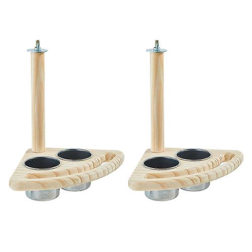 Perchoir À Oiseaux En Bois Avec Gobelets D'alimentation Pour Oiseaux Mangeoire À Oiseaux Perchoir Support Accessoires De Cage À Oiseaux Pour Petit Coq