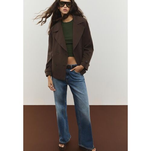 Stradivarius Trench Court Fluide Avec Ceinture Marron Xl