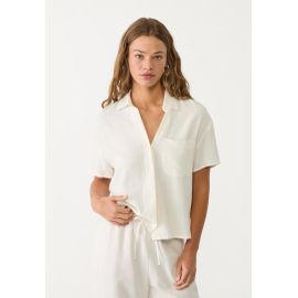 Stradivarius Chemise Manches Courtes Avec Lin Blanc L