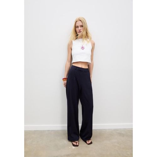 Stradivarius Pantalon De Ville Wide Leg Marine 36