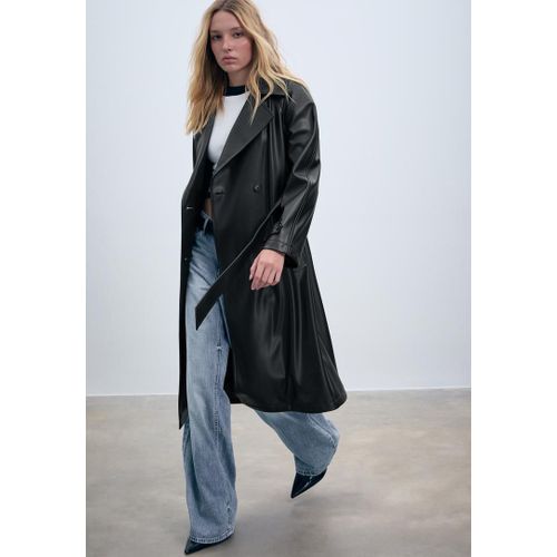 Stradivarius Trench Long Similicuir Noir L