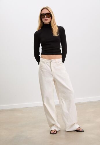 Stradivarius T-Shirt Basique Col Montant Noir Xl