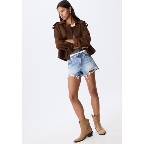 Stradivarius Trench Courte Suédine Marron S