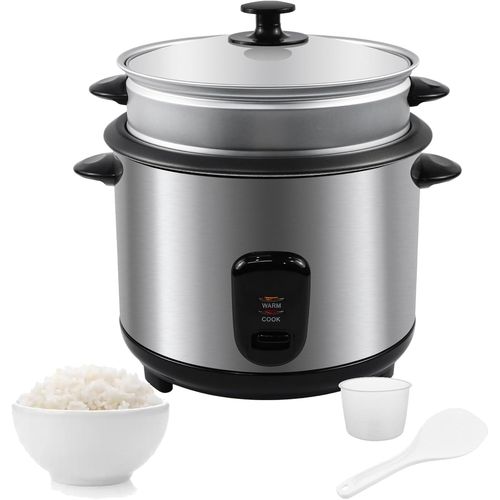 Cuiseur à riz 1L Mini Rice Cooker Électrique avec Couvercle en Verre Bol Antiadhésif Fonction Maintien au Chaud - Blanc