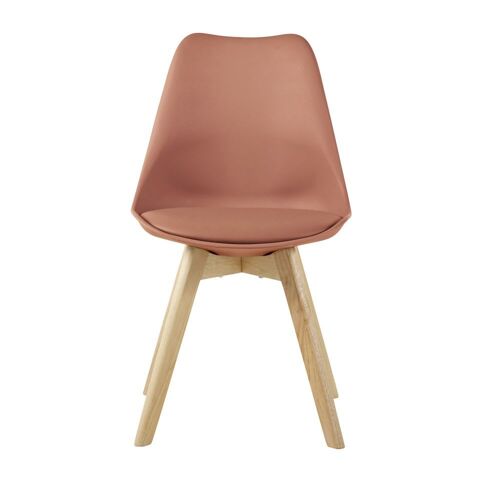 Chaise style scandinave terracotta et hévéa
