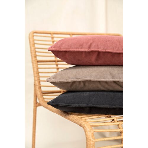 Housse De Coussin Velours Avec Volant Piqué Anthracite 60x60