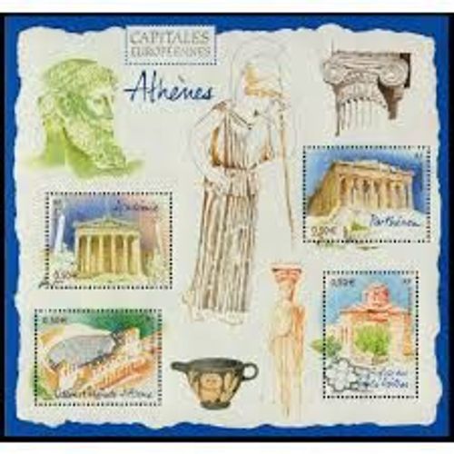 Capitales Européennes : Athènes (Grèce) Bloc Feuillet 78 Année 2004 N° 3718 3719 3720 3721 Yvert Et Tellier Luxe