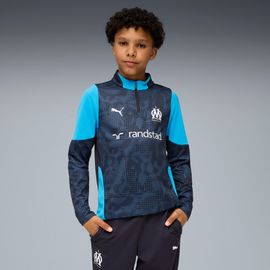 Puma Haut D¿Entraînement À Col Zippé Olympique De Marseille Enfant Et Adolescent, Vêtements, Navy/Azure, 15-16y