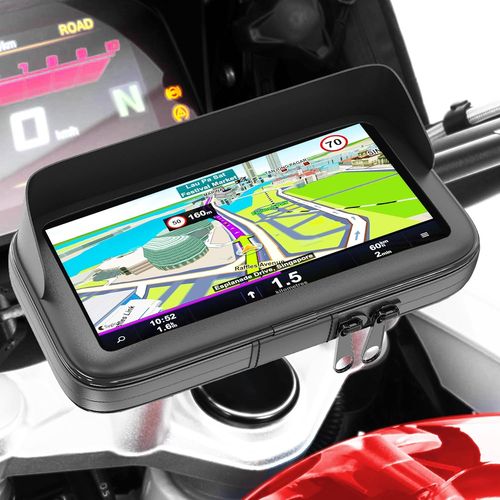 Support Telephone Moto Velo Etanche Connexion Rapide Coque Avec Visiere Antireflet Valable Pour Les Smartphones Jusqu'a 7,5"" Fixation De Guidon Incassable