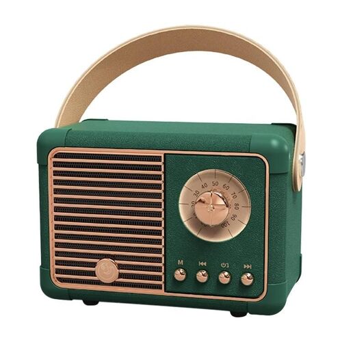 Mini Enceinte Bluetooth Portable HIFI Rétro Avec Fonction Mains-Libres Et Lecture TF Vert YONIS