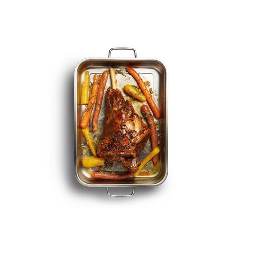 Plat à rôtir acier inoxydable argent 37x27cm